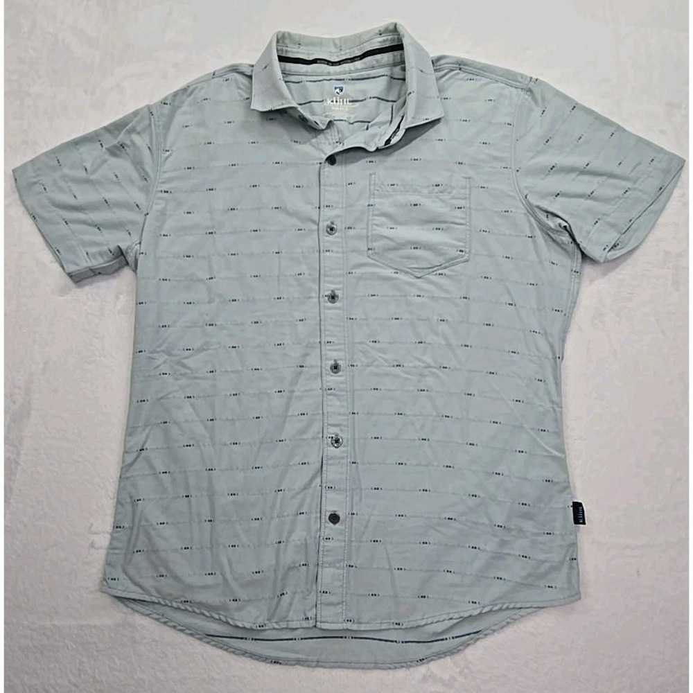Kuhl Intrepid Button Up Shirt Mens Size Small Blue‎ Print Tapered Fit Hiking